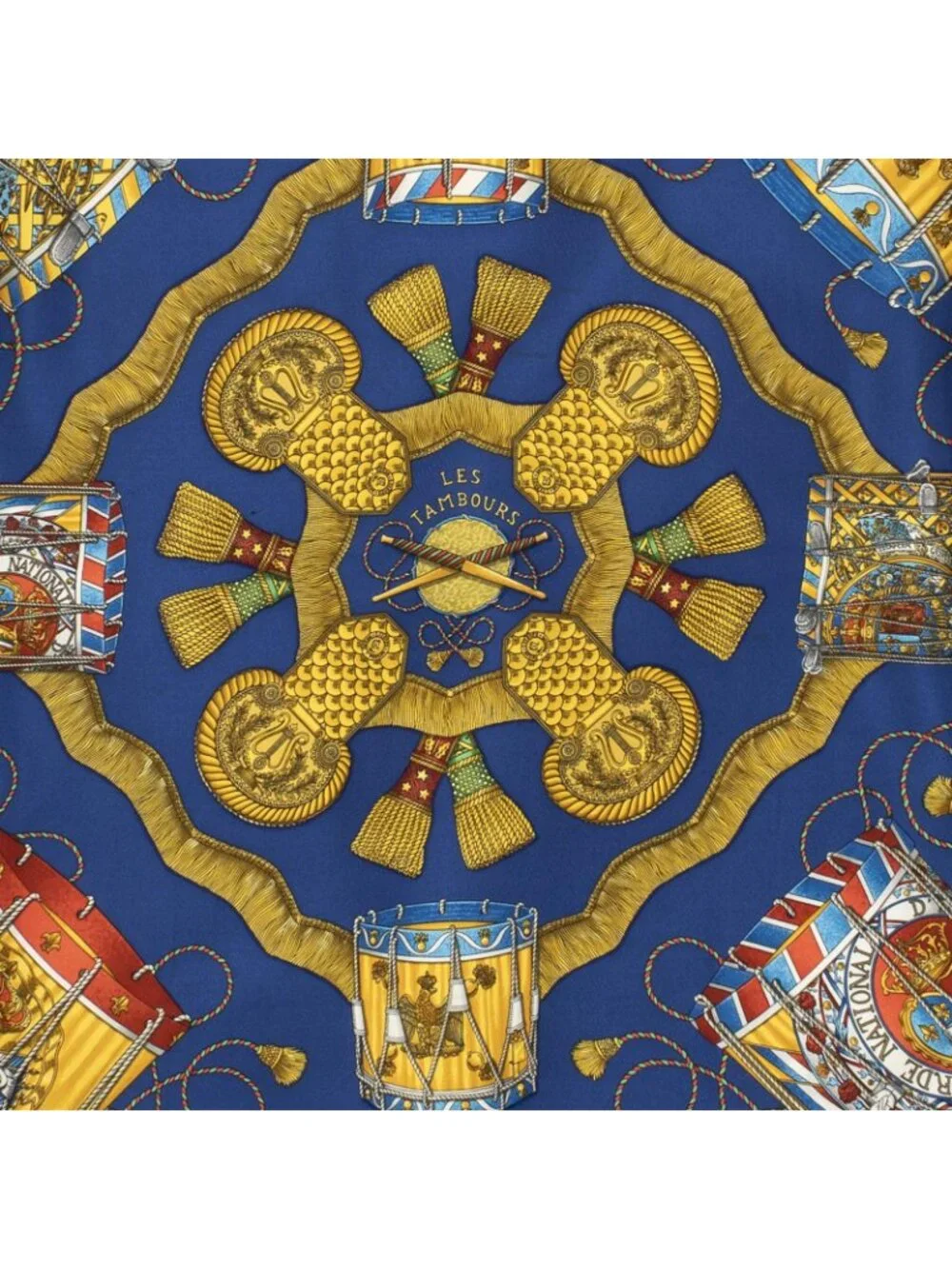 ★SOLD★ Hermes Scarf Blue Gold Silk - Picture 3 of 5